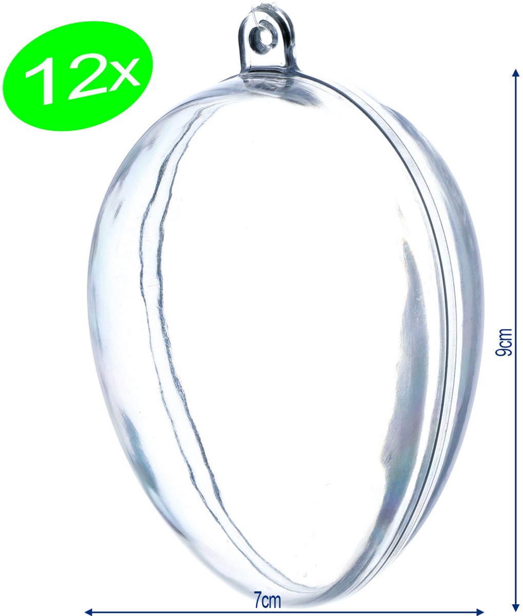 12x acrylballen paasei 9cm plexi transparant DIY pasen bollen hanger decoratief vulbaar knutselset deelbaar